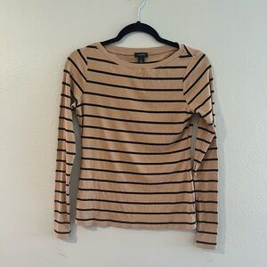 Halogen Cream and Tan Fitted Long Sleeve Tee